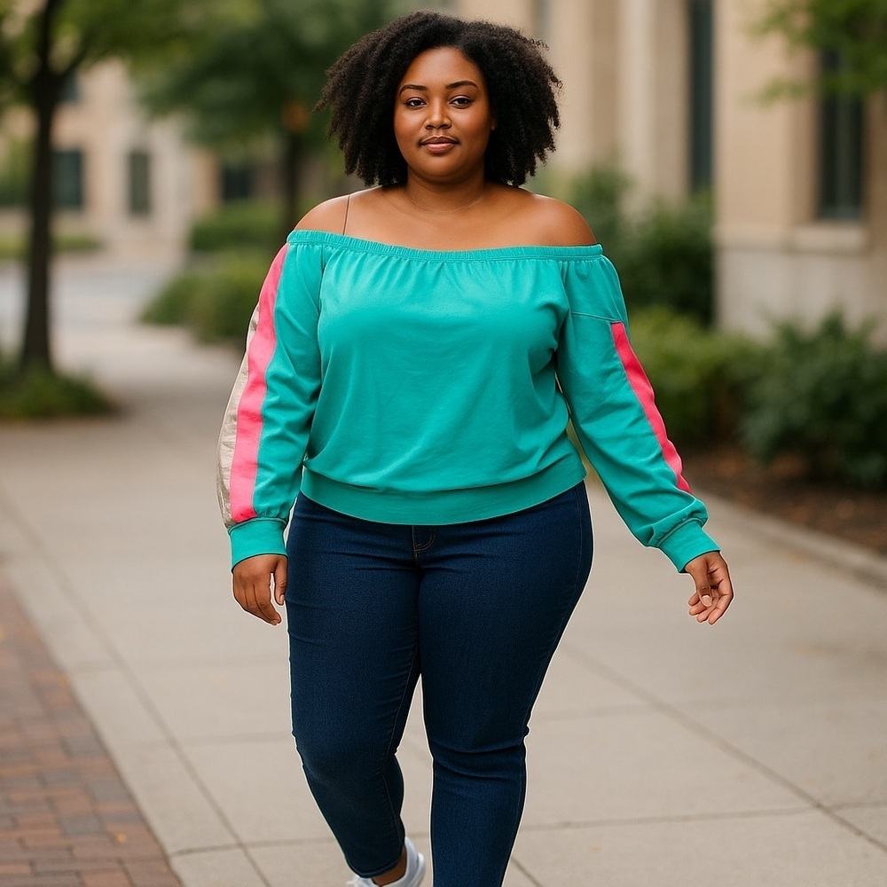 Off Shoulder Pink Strip Sweater Top